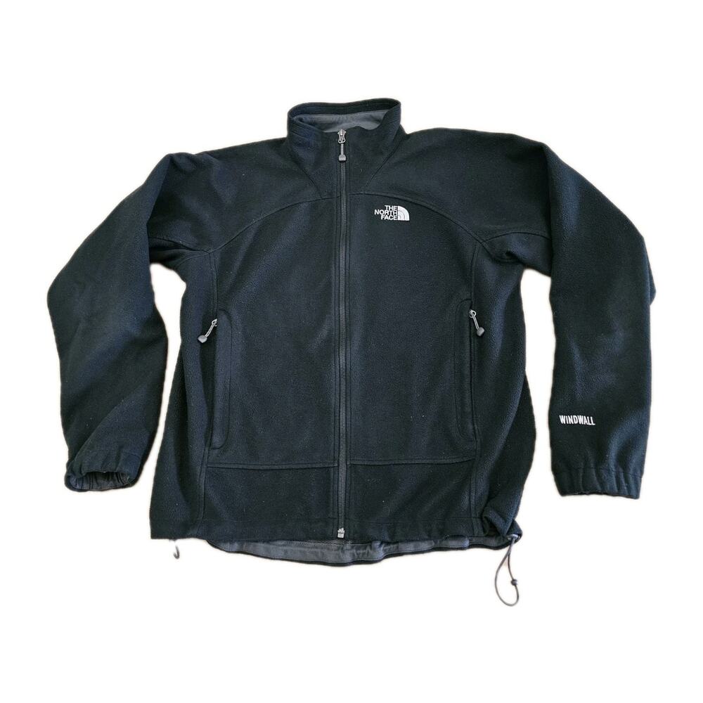 The North Face Mens WindWall Softshell Jacket Black Full Zip Fleece Lined Medium